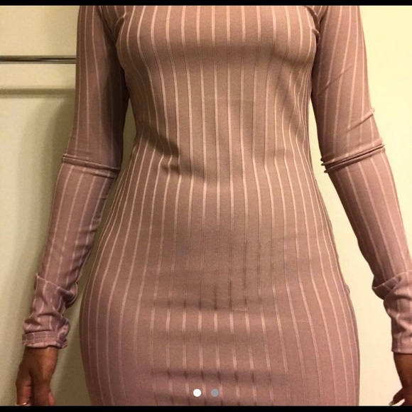 Mauve ribbed midi dress - Picture 1 of 2